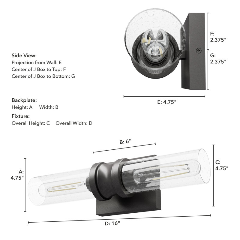 Lenlock 2 - Light Dimmable Vanity Light, Black, Clear