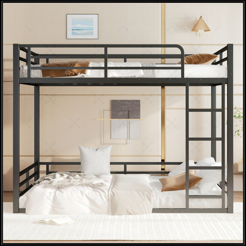 Full XL Over Full XL Metal Bunk Bed Frame, Heavy-Duty Design With Noise-Reduced Joints For Kids, Teens, And Adults