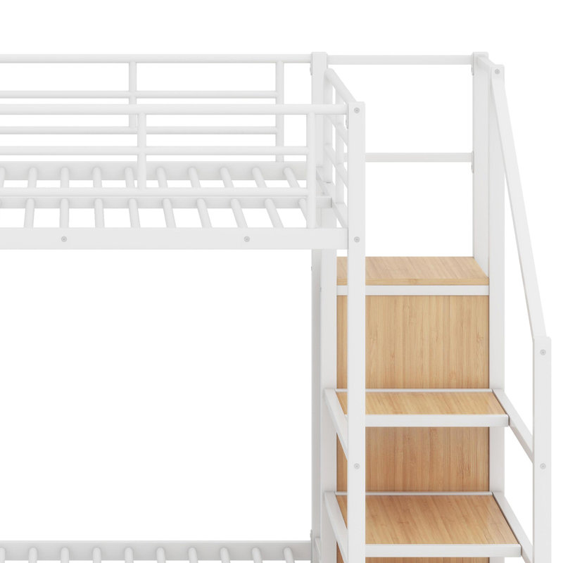 Lit superposé en métal avec garde-robe, Blanc