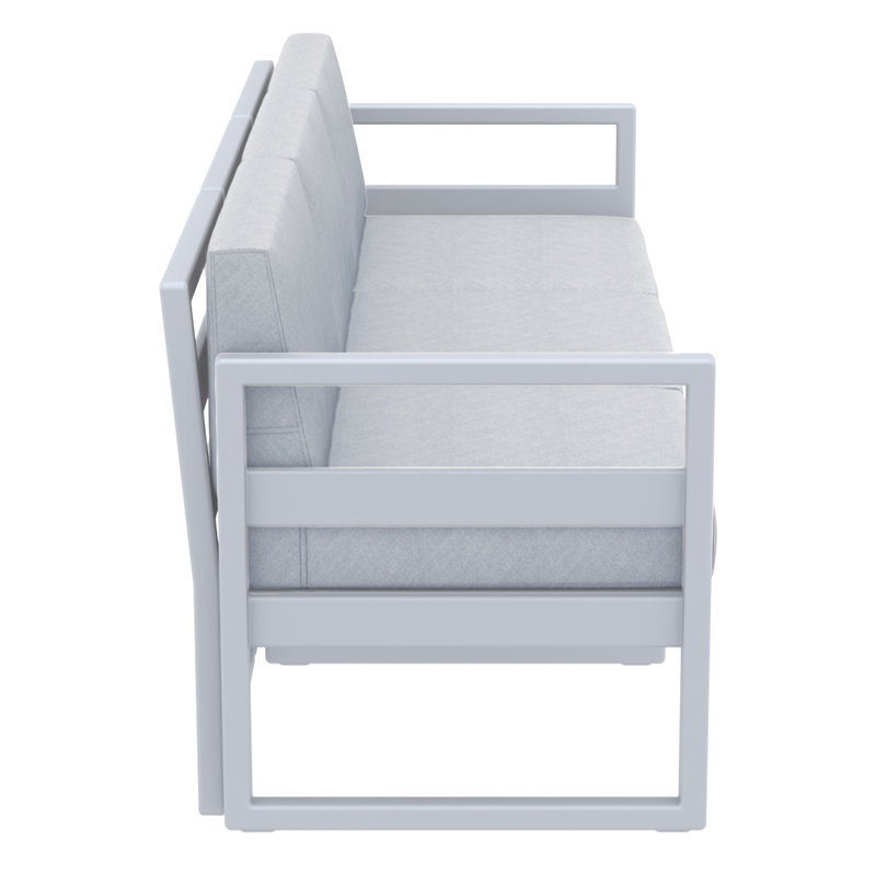 Canapé d'extérieur Larry de 79 po avec coussins Sunbrella Larry, Toile granit Sunbrella®, Argenté / Gris