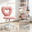 Chaises de bureau mignonnes avec dossier en forme de cœur, chaise de coiffeuse moderne en polaire rose à l'effigie d'un ours en peluche