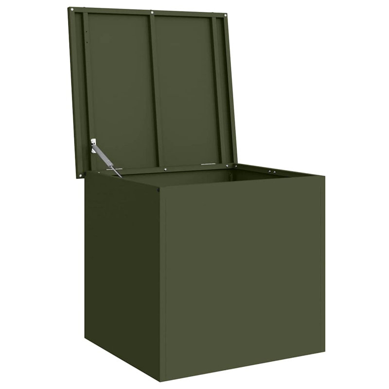Outdoor Storage Box Steel Garden Solution Terrace Organizer Urban Style, Olive green, 50cm H x 55cm W x 50.5cm D, 117L