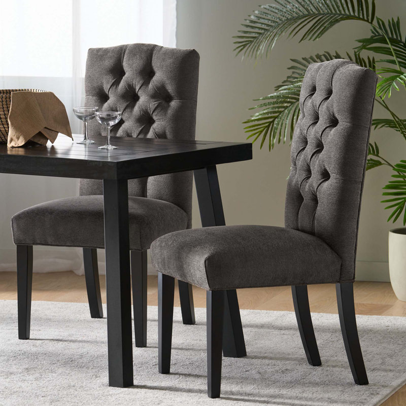 Chaise de salle à manger, Gris foncé, Noir