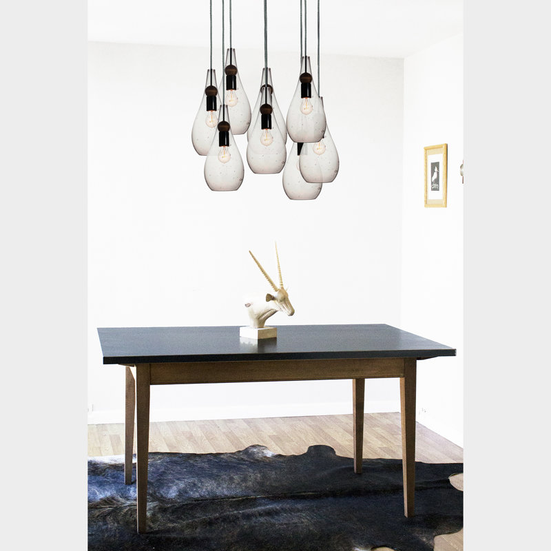 Earth 8 - Light Chandelier, 84" H x 18" W x 18" D, Seeded Glass, Black