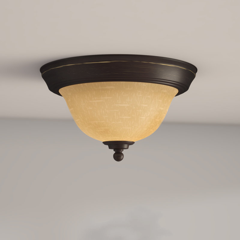 Plafonnier encastré urne simple 2 lumières Baptista, H 7 po x l 11,25 po x P 11,25 po, Bronze Sonoma