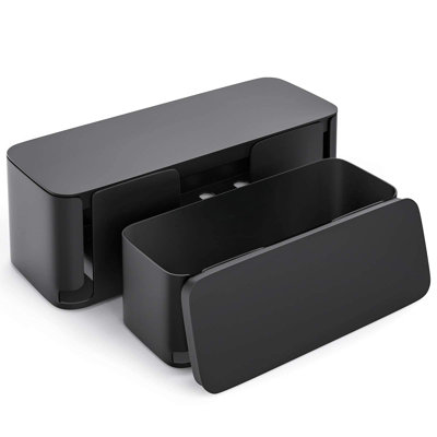 2 Pack Cable Management Box, Pet Friendly Cord Organizer Box For Home & Office, Child-Proof Cable And Power Strip Protector Box, Wire Hider And Cord Organizer For Desk, Black