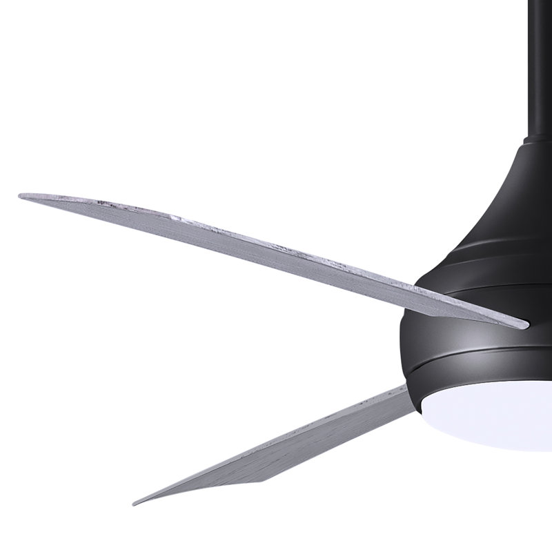 Donaire LED Outdoor Downrod Ceiling Fan, Matte Black, Barn Wood Tone