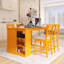 Ensemble de table de salle à manger 60 pièces 5 pièces avec tablettes de rangement à 3 niveaux et 4 chaises rembourrées Farmhouse-793751606