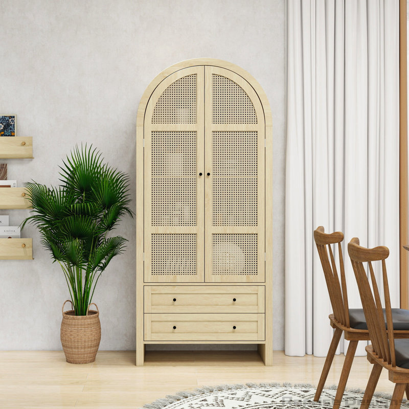 Vitrine de rangement 70,28 "avec 2 tiroirs et tablettes réglables