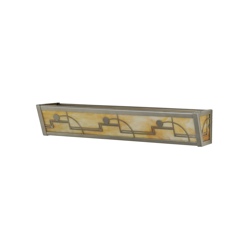 Nickel 24" Art Deco Vanity Light with Beige Shade