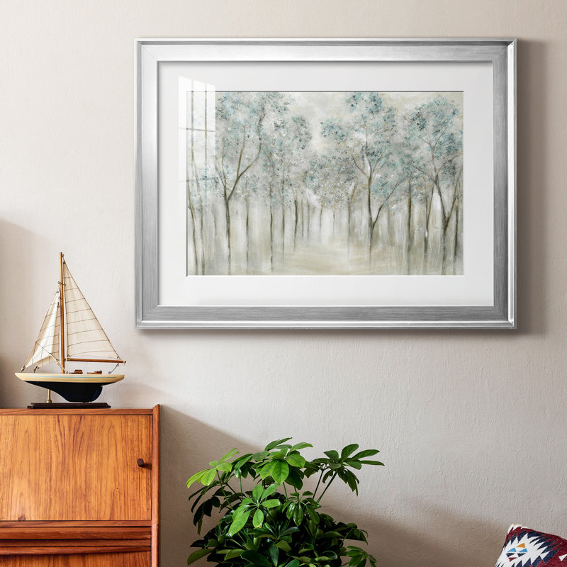 «Neutral Spring» - peinture encadrée, Papier avec cadre argenté, H 30,5 po x l 42,5 po x P 1,5 po