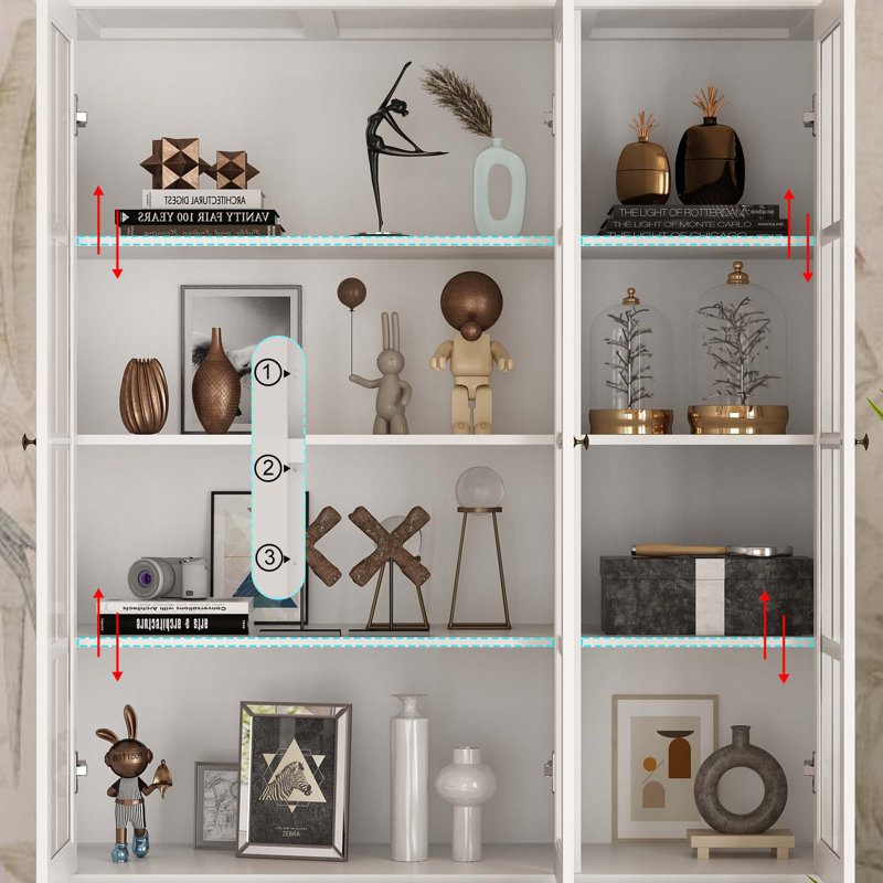  Wood Tower Display Case, White, 78.7" H x 47.2" W x 15.7" D