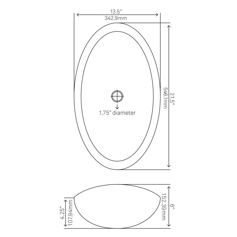 22'' Black and Copper Glass Oval Vessel Sink
