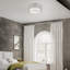 Grand semi-encastré 3 lumières en nickel brossé avec abat-jour en tissu gris et blanc fabriqués à la main