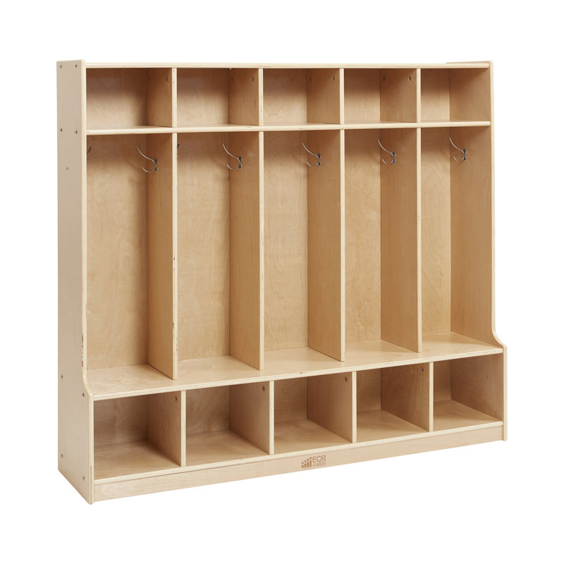 Natural Birch 5-Section Coat Locker with Bench