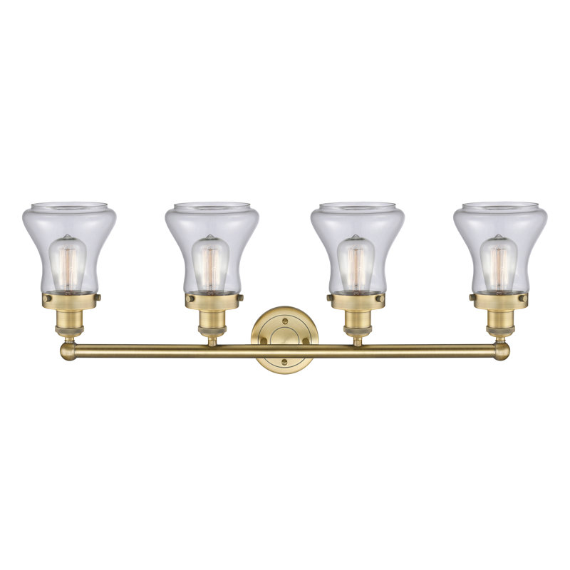 Éclairage pour meuble-lavabo à 4 lumières à intensité variable Asadbek, Transparent, Laiton brossé