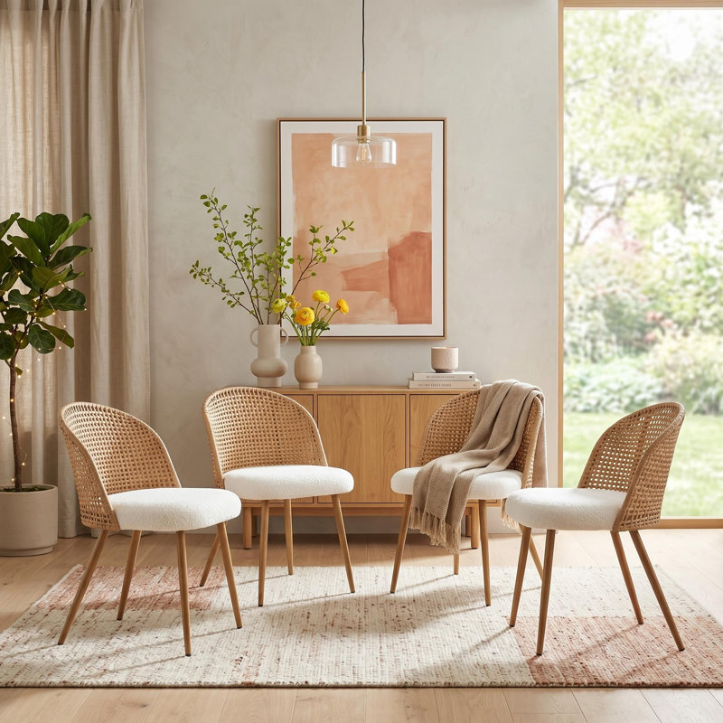 Ensemble de 4 chaises de salle à manger rembourrées Modern Boho, 4
