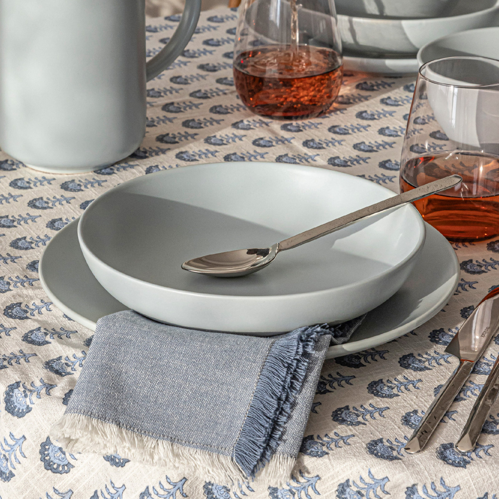 Coupe Stoneware Pasta Bowl, Blue