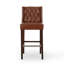 Tabouret de bar d'une hauteur de 30,5 po, revêtement en polyuréthane brun clair avec dossier et repose-pieds en métal, tabouret de comptoir pour îlot de cuisine