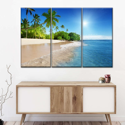 " Sunny Caribbean Beach Wall Art Multi Piece Canvas Print " 3 - Pieces