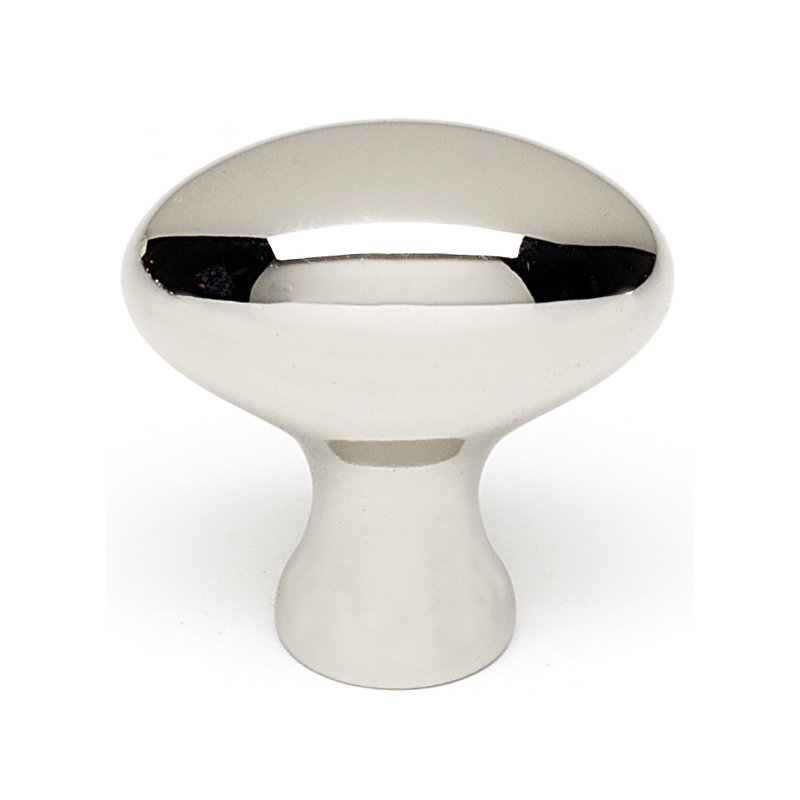 Oval Knob, Polished Nickel, 1.25" H x 0.88" W x 0.5" D