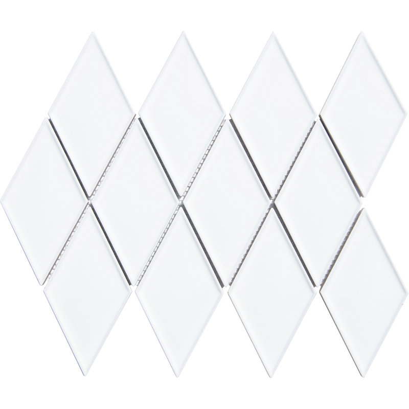 2.35" x 3" Porcelain Grid Mosaic Pattern Tile, White