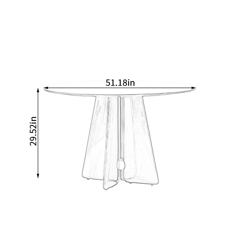 Table ronde moderne et minimaliste multifonctionnelle, H 29,52 po x L 51,18 po x l 51,18 po