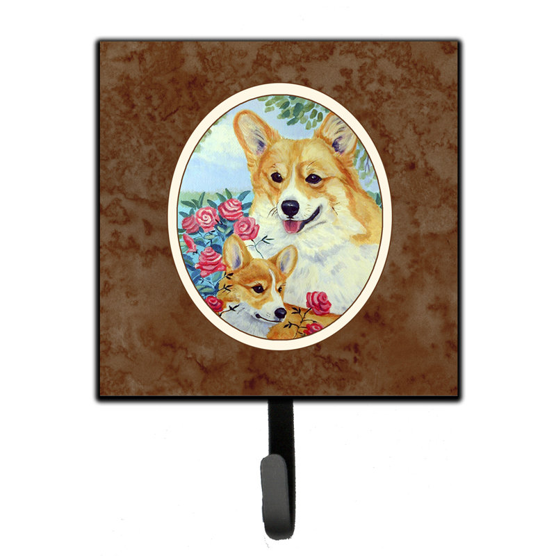 Pelin Metal Wall Organizer with Key Hooks, Brown/Green/Beige, Corgi
