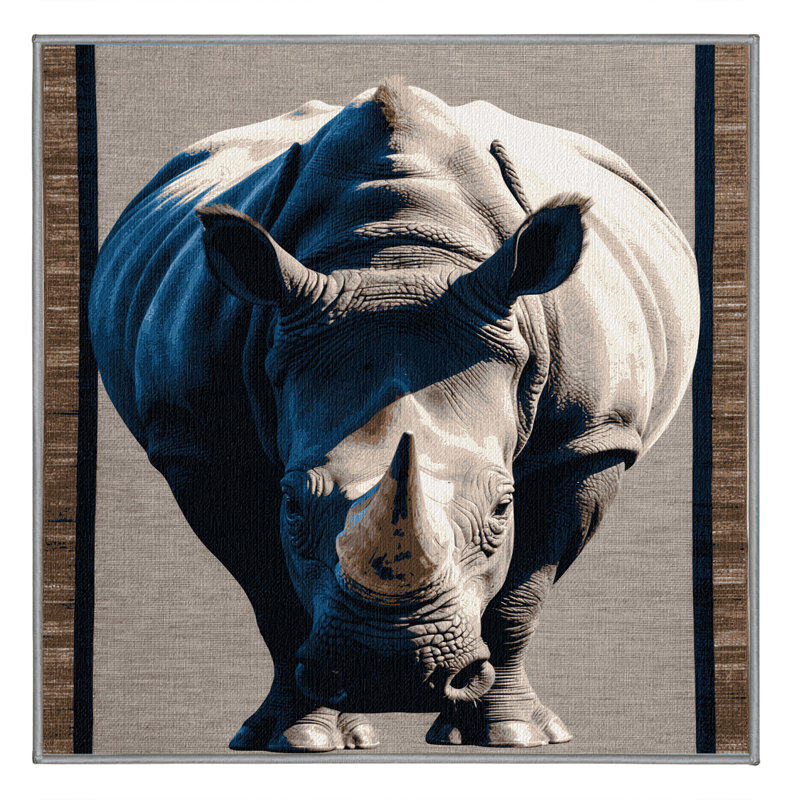 Tapis lavable noir Rhinoceros, Carré 7 pi