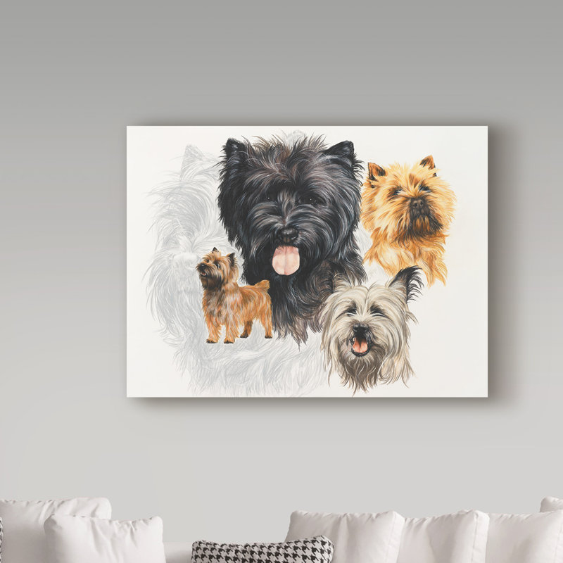 Publicité rétro sur toile tendue Adelphi «Cairn Terrier», H 18 po x l 24 po