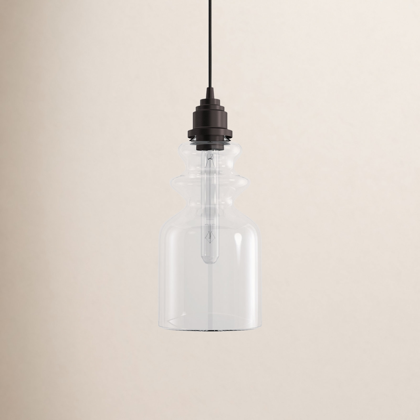 Cicely Single Light Glass Dimmable Pendant, Oil Rubbed Bronze