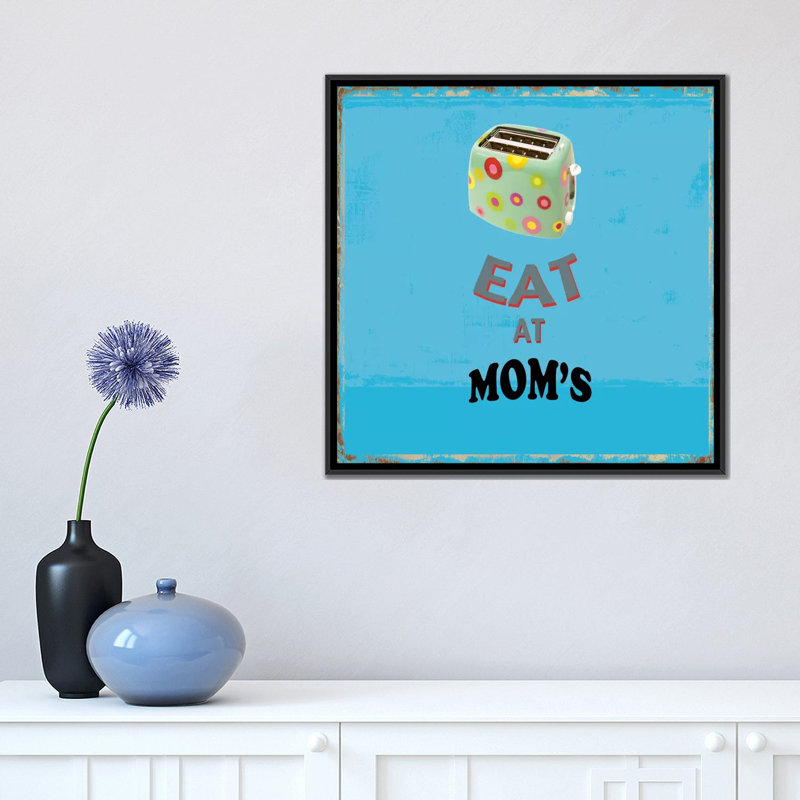 «Eat at Mom's», impression sur toile, H 12 po x l 12 po x P 0,75 po, Pas de tapis, Papier d'art encadré noir