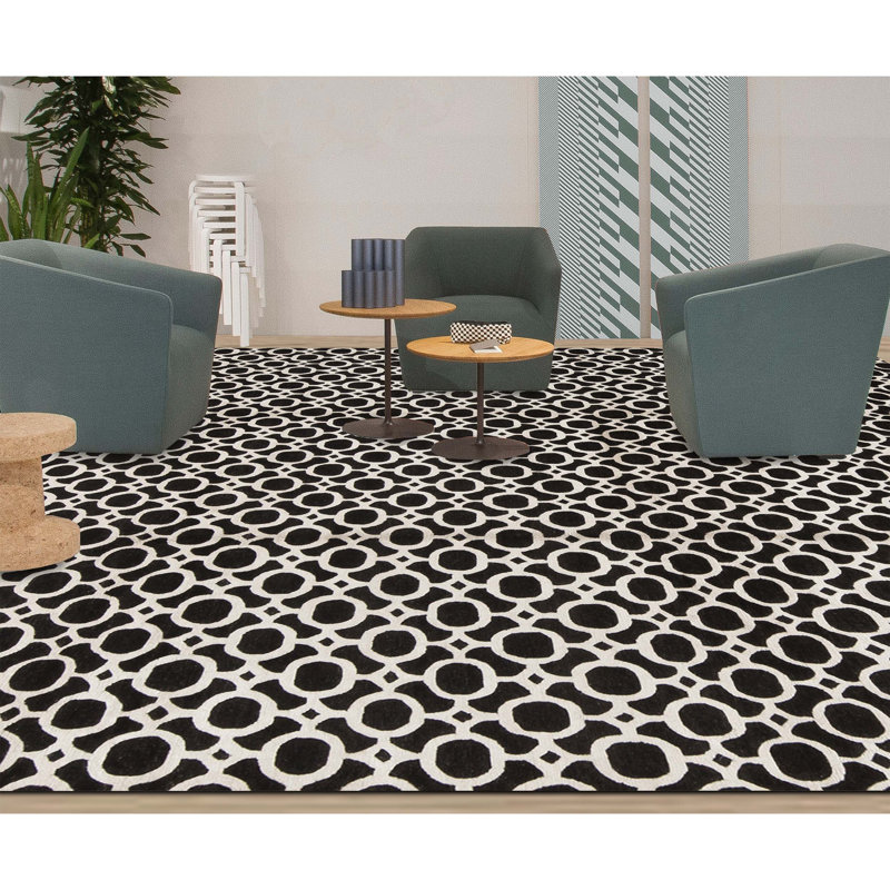 Windsom Geometric Area Rug in Black/White, Rectangle 8' x 10'