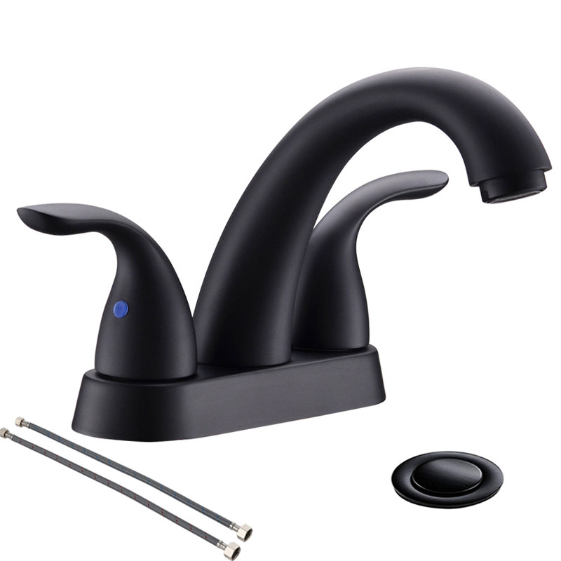 Centerset 2-handle Bathroom Faucet with Drain Assembly, Matte Black