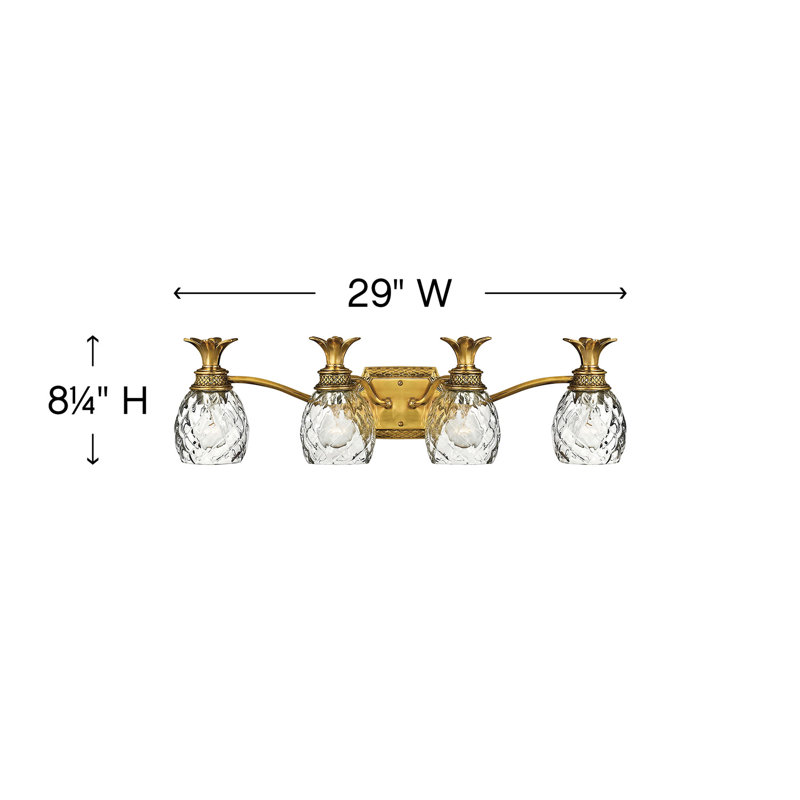 Plantation 4-Light Vanity Light, Burnished Brass