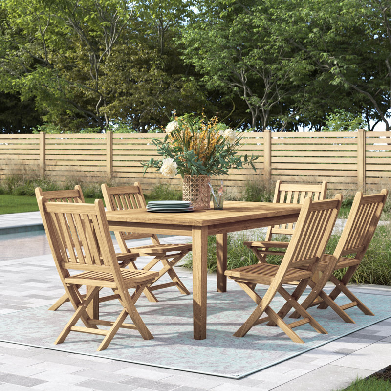 Marina 7 Piece Outdoor Patio Teak Outdoor Dining Set