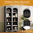 Free Standing 5-Tier Bookshelves Set of 2, Farmhouse Two-Tone Adjustable Shelves Cabinet for Living Room & Kitchen, Grey-118510420