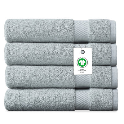 GOTS & OEKO-TEX Certified Organic Cotton Bath Sheet Set of 4 – 650 GSM, Long-Staple, Plush, Quick-Drying & Absorbent, 36" x 70"