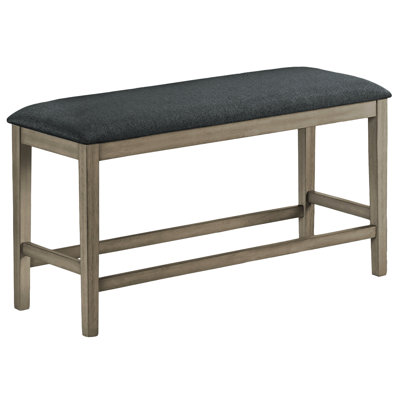 42" Rectangular Wood Bench With Padded Upholstered Black Seat In Transitional Design For Dining And Kitchen Spaces, Antique Grey Color Scheme, Effort - Less Setup 46" Fabric Finish Kitchen,