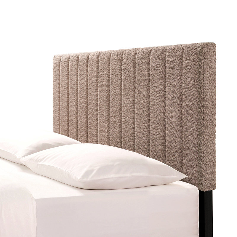 Structure de lit plateforme tapissier gris, tête de lit à profil capitonné, meubles de chambre à coucher de style Mid-Century, sommier à lattes en bois non requis, cadre de lit à lattes modernes, cadre souple moderne, 64,25 po x 84,5 po x 45 po