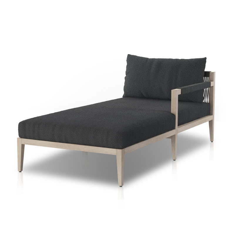 Sherwood Outdoor Chaise Lounge, Fiqa Slate Boucle, Weathered Gray/Dark Gray