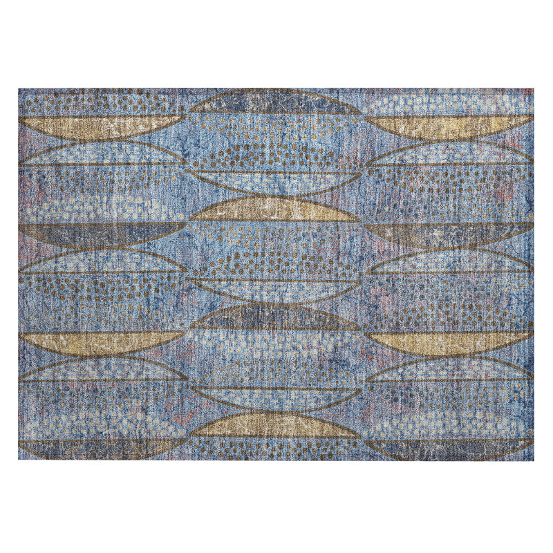 Machine Washable Indoor/Outdoor Chantille ACN2711 Casual Rug, 1'8" x 2'6", Blue