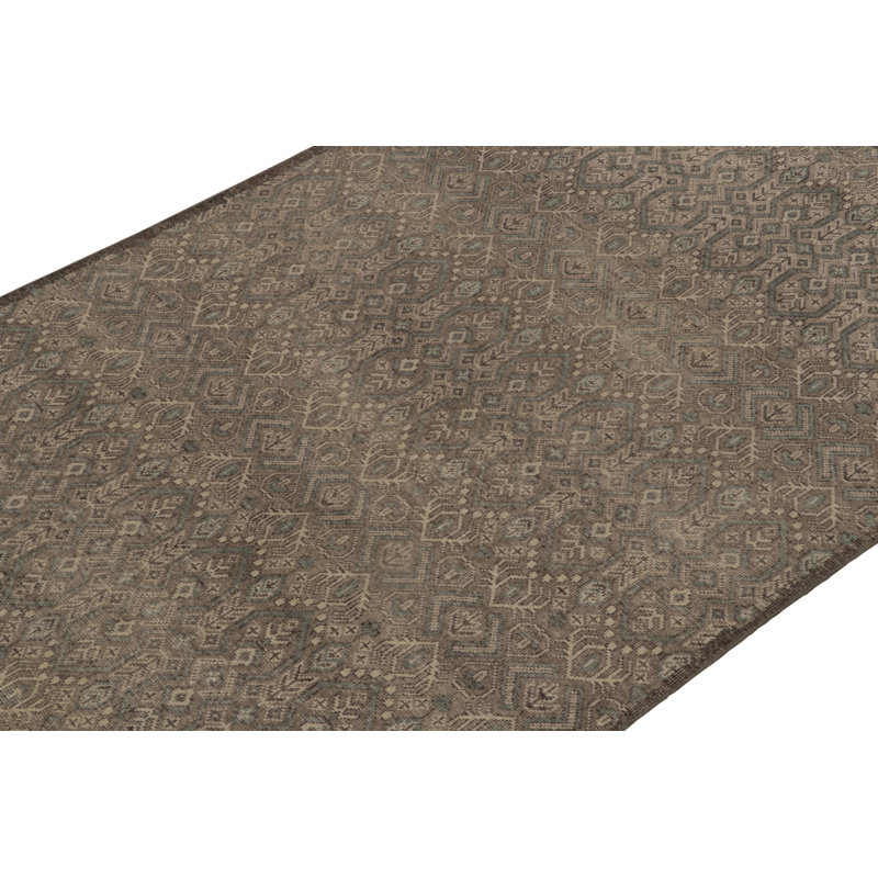 Distressed Homage Hand Knotted Wool Geometric Area Rug, Rectangle 10' x 14'