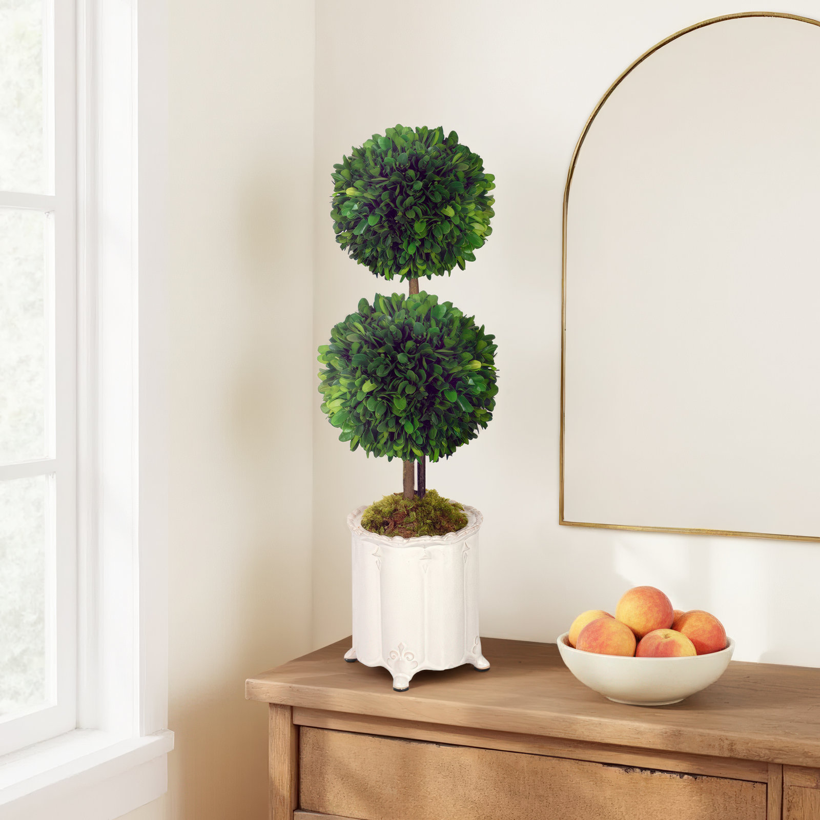 DOUBLE BALL TOPIARY IN A CANISTER VASE
