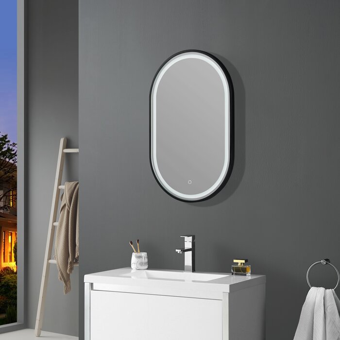 Symple Stuff Bueno Metal Oval LED Wall Mirror | Wayfair