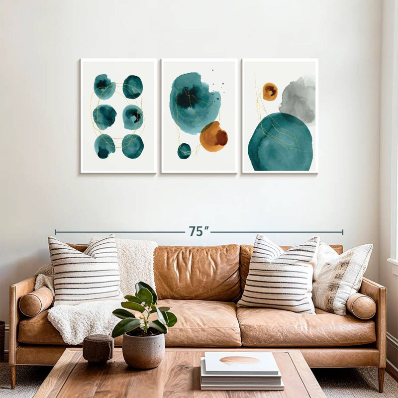 Avery Minimalist Teal Blots, 30" H x 62" W