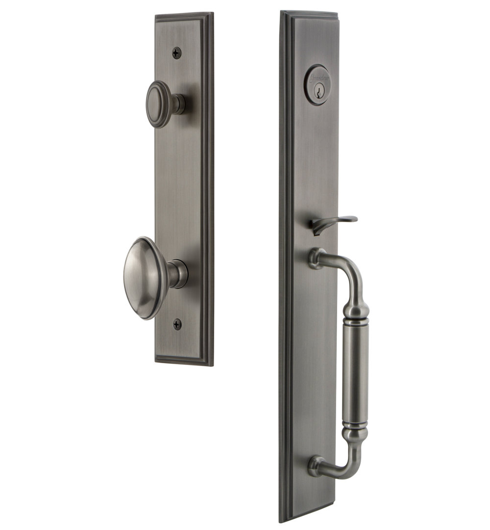 Carré One-Piece Handleset with Single Cylinder Deadbolt and C Grip with Eden Prairie Knob Grandeur
