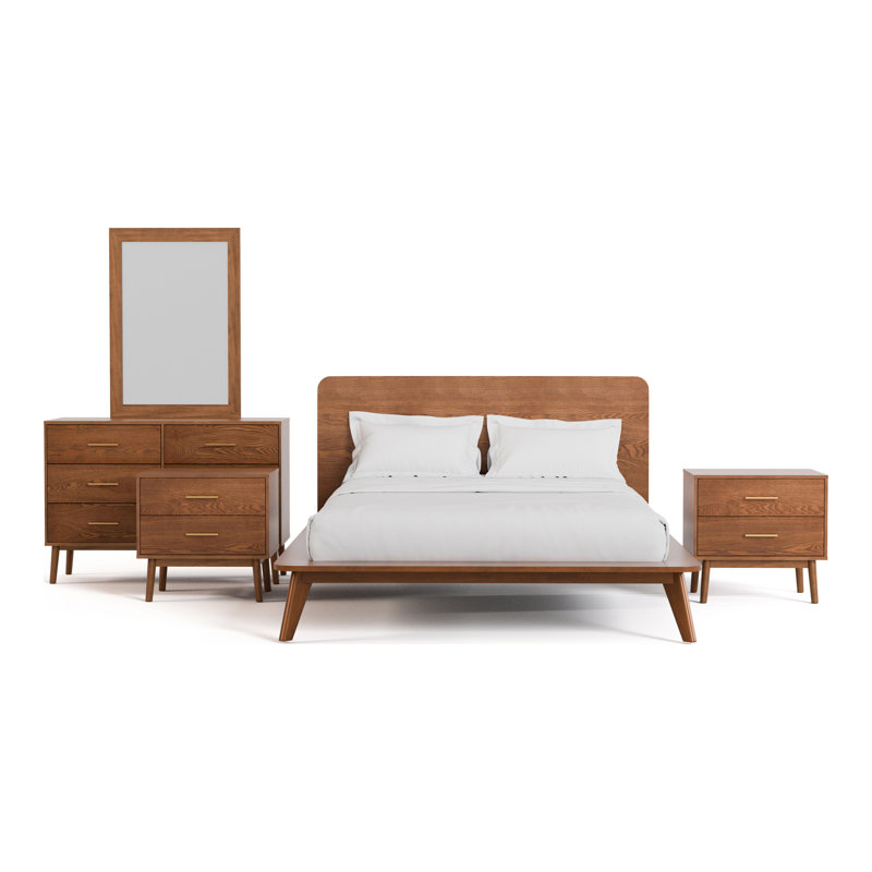 Nevio Bedroom Set, 5 Pcs: Bed, 2 Nightstands, Dresser, Mirror, Queen