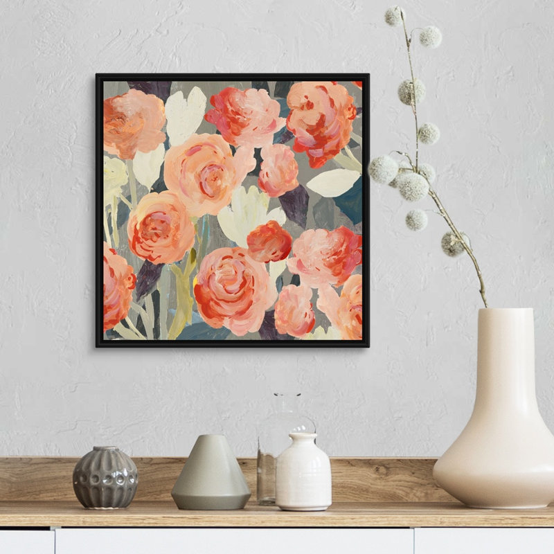Pêche - reproduction d'art sur toile, Toile avec cadre flottant noir, H 18 po x l 18 po x P 1,75 po