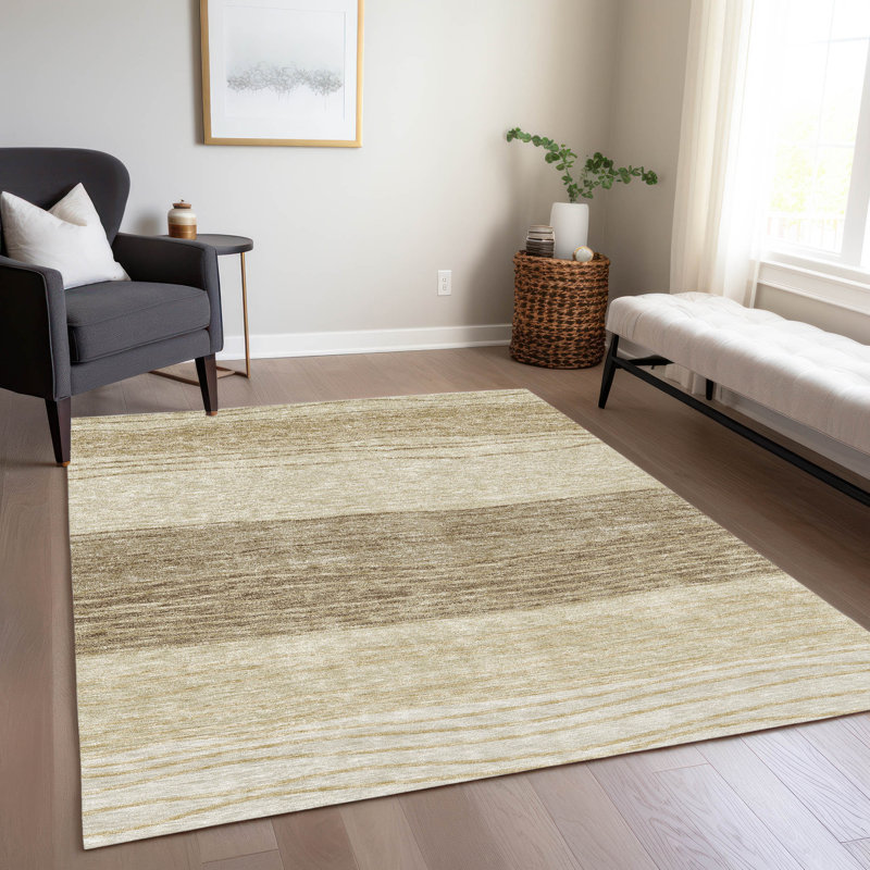 Washable Striped Indoor / Outdoor Rug, Rectangle 5' x 7'6"